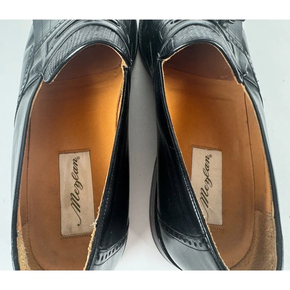 Mezlan Murcia Shoes Mens Black Leather Tassel Loafers Genuine Lizard US 12